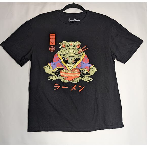 THREADLESS BRAND Japanese Ramen Frog Print Casual T-Shirt Vincent Trinidad Sz M - Picture 1 of 4